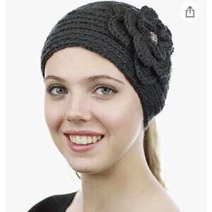 C.C Exclusive Womens Flower Pendant Winter Cable Knit Headband Headwrap‎